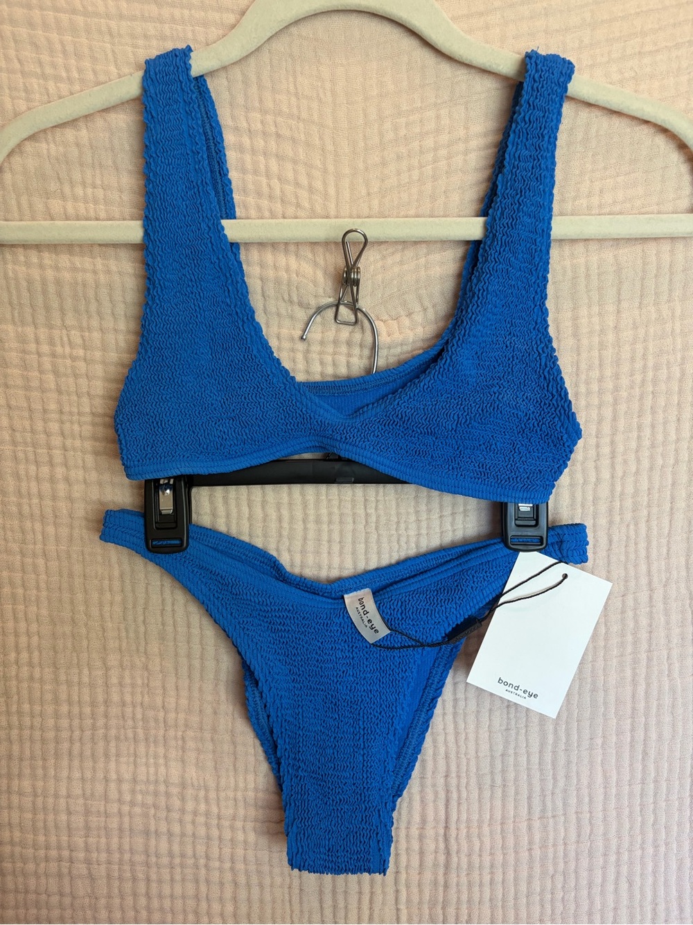 bond-eye Scout Crop Scene Brief Bikini Set Cobalt Recycled NWT One Size